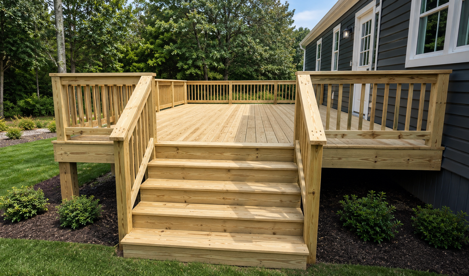 Finished deck project for an outdoor living space