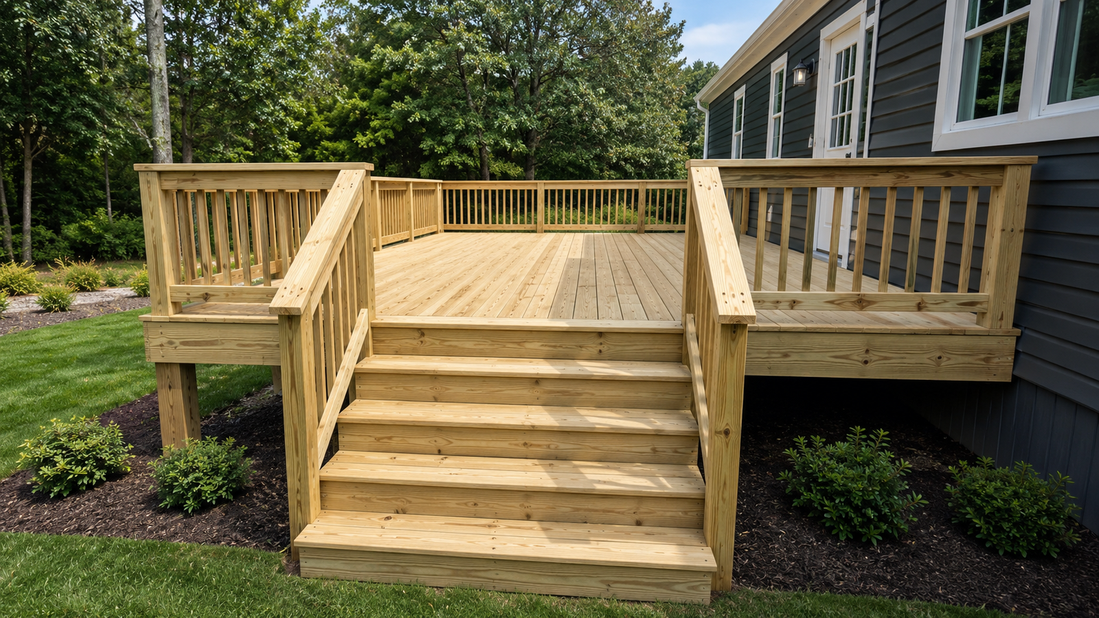 Finished deck project for an outdoor living space