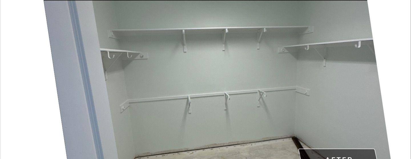 Before and after photo of a closet painted by Hill Country Painting in Leander, TX