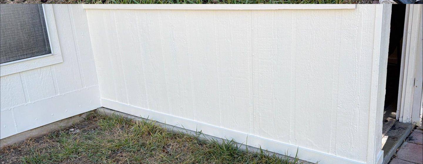 Before and after photo of exterior trim repair by Hill Country Painting in Round Rock, TX