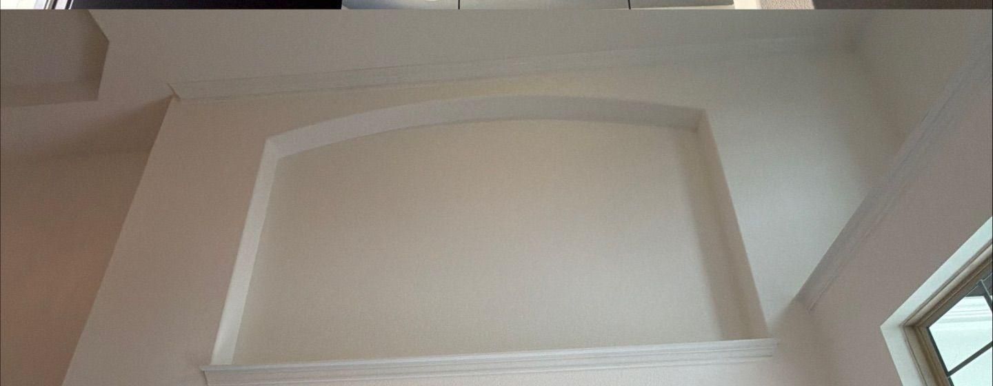 Before and after photo of an entryway painted by Hill Country Painting in Leander, TX