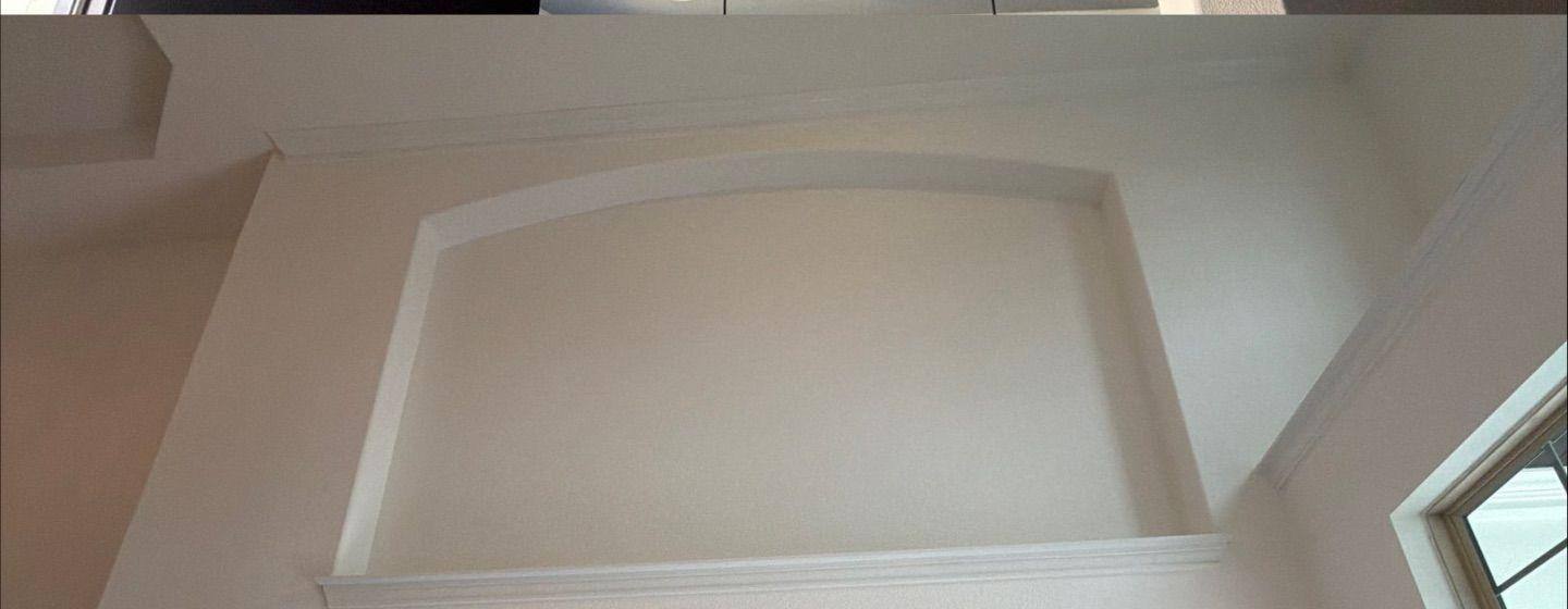 Before and after photo of an entryway painted by Hill Country Painting in Leander, TX