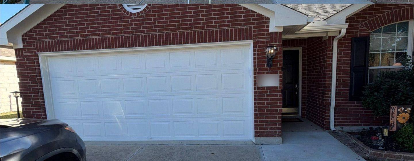 Before and after photo of a house exterior front painted by Hill Country Painting in Leander, TX