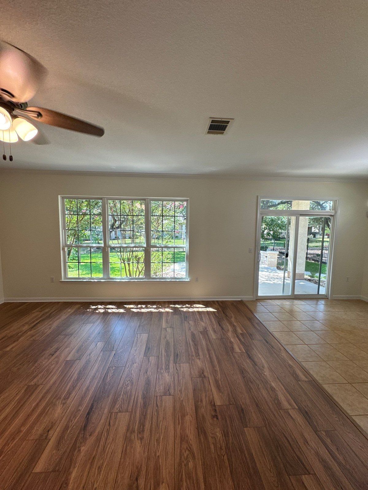 Living room ahead of an interior accent wall painting project in Georgetown, TX by Hill Country Painting