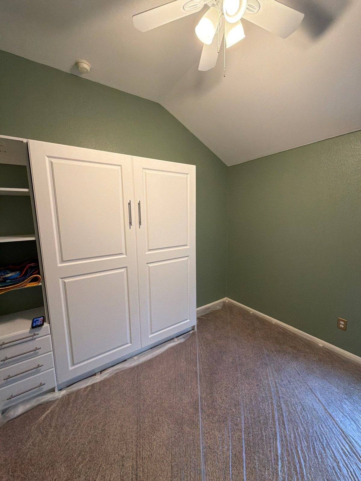 Bedroom before painting in Cedar Park, TX by Hill Country Painting