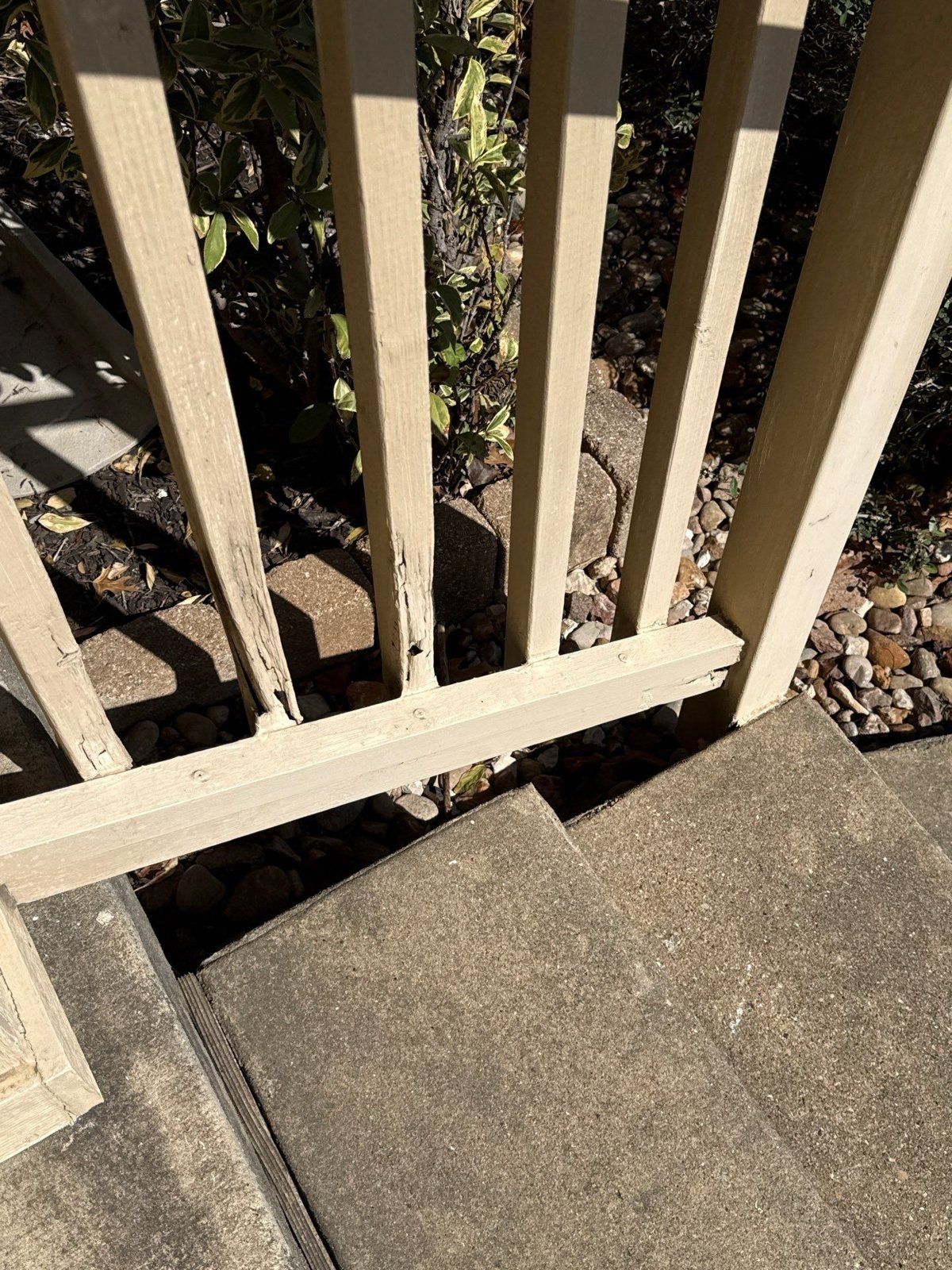 Porch railing ahead of wood repair and painting in Cedar Park, TX by Hill Country Painting