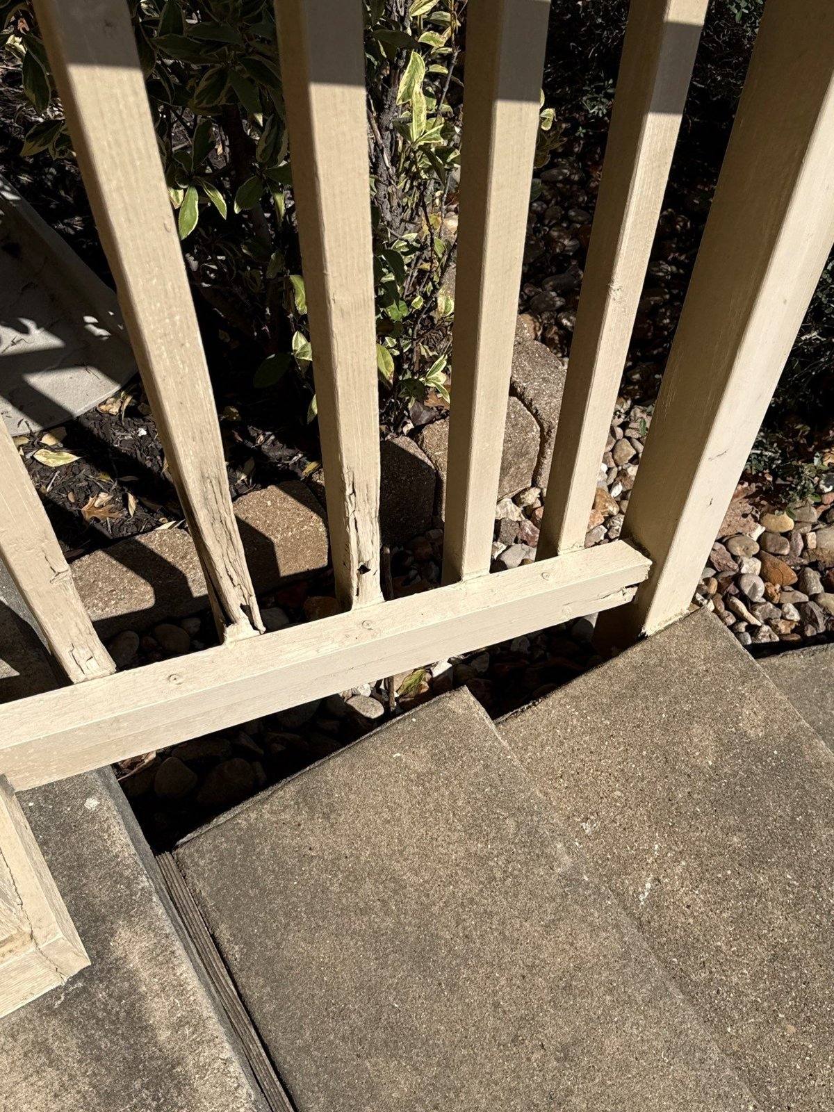 Porch railing ahead of wood repair and painting in Cedar Park, TX by Hill Country Painting