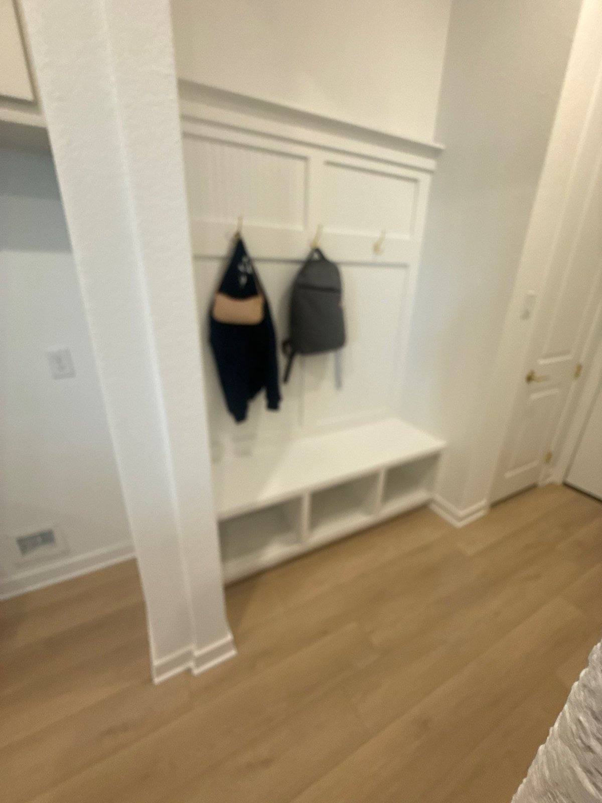 Mudroom cabinet before refinishing in Pflugerville, TX by Hill Country Painting
