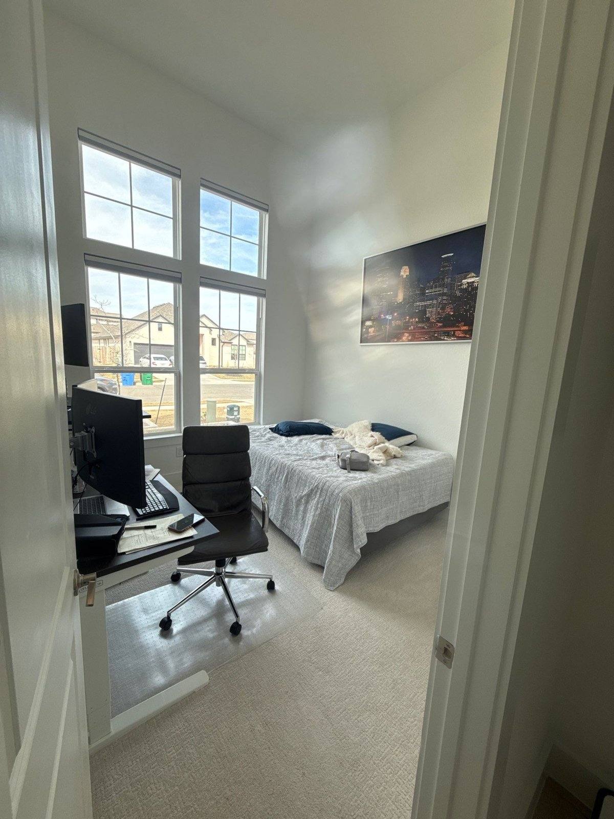 Home office before interior painting in Pflugerville, TX by Hill Country Painting