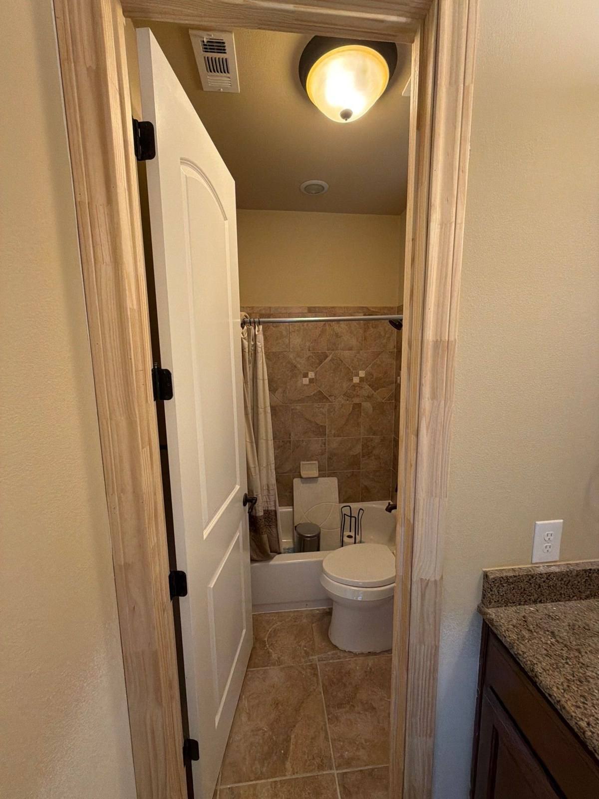 Bathroom before painting in Leander, TX by Hill Country Painting