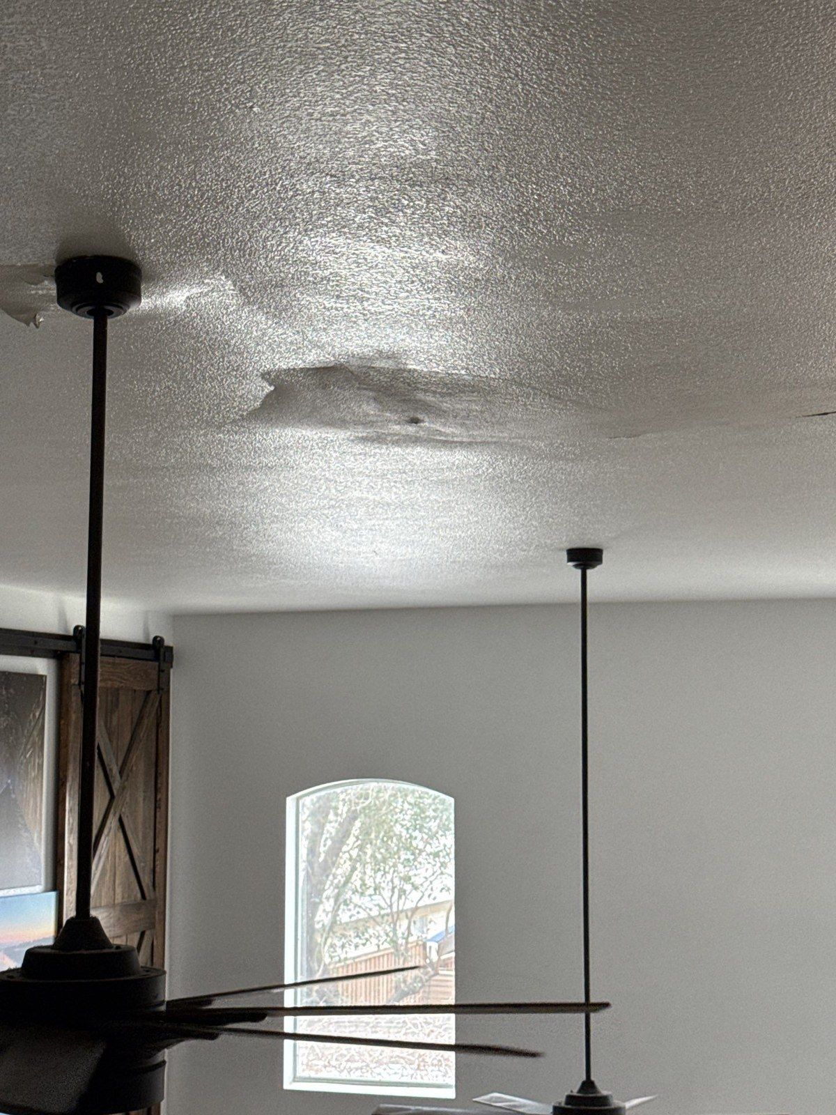 Living room ceiling before repair and painting in Round Rock, TX by Hill Country Painting