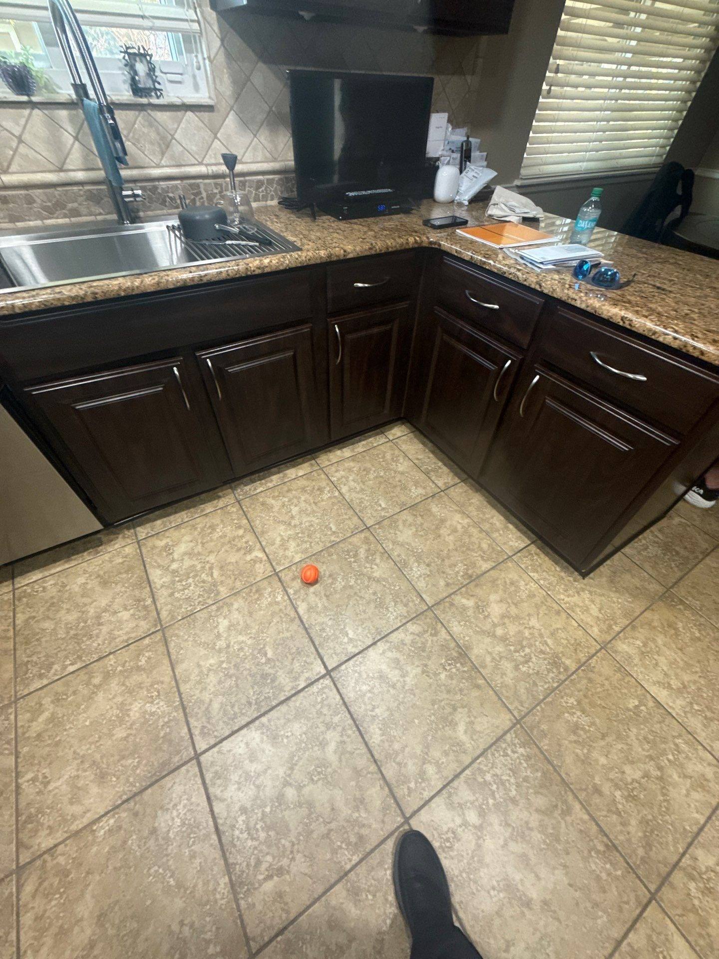 Kitchen cabinets ahead of cabinet painting in Austin, TX by Hill Country Painting