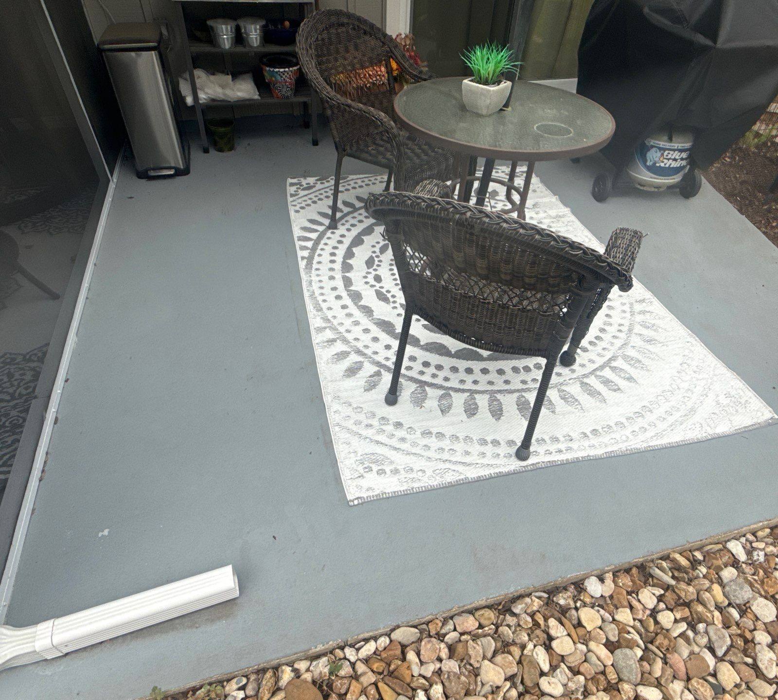 Concrete patio ahead of painting in Austin, TX by Hill Country Painting