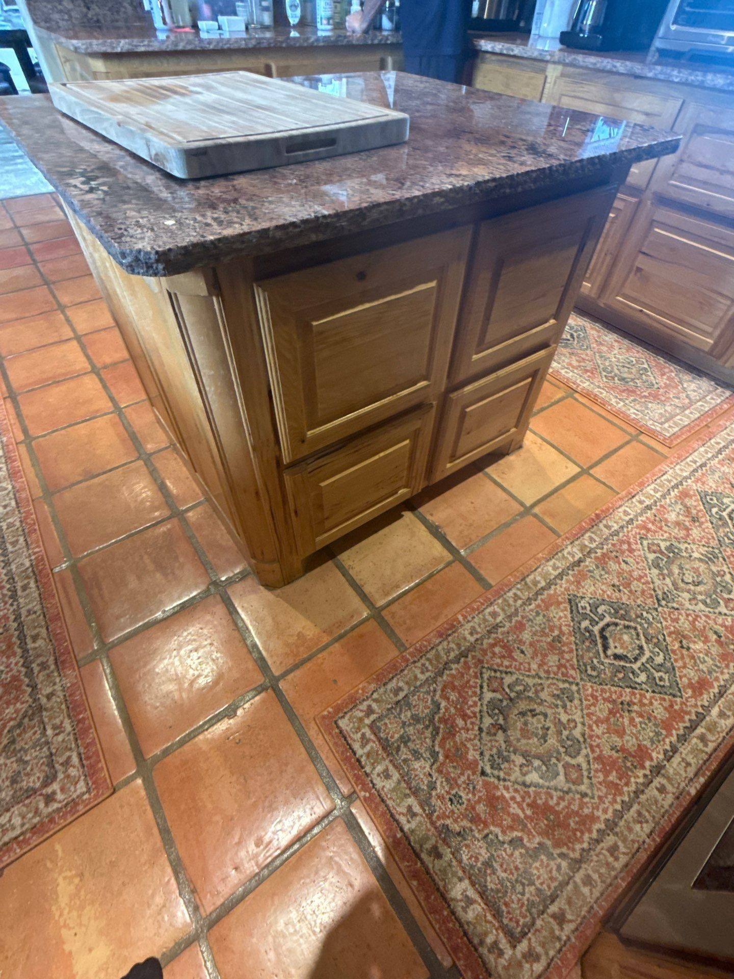 Kitchen island cabinet ahead of cabinet painting in Austin, TX by Hill Country Painting