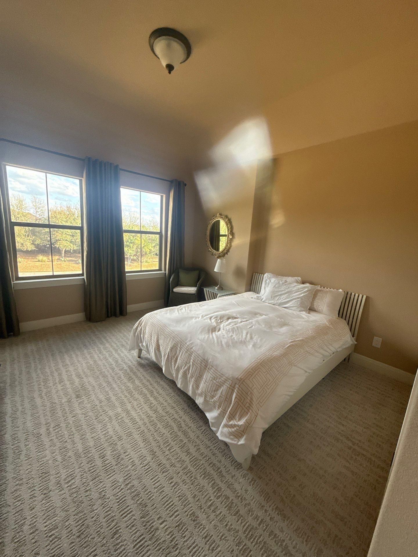 Upstairs bedroom ahead of interior painting in Austin, TX by Hill Country Painting