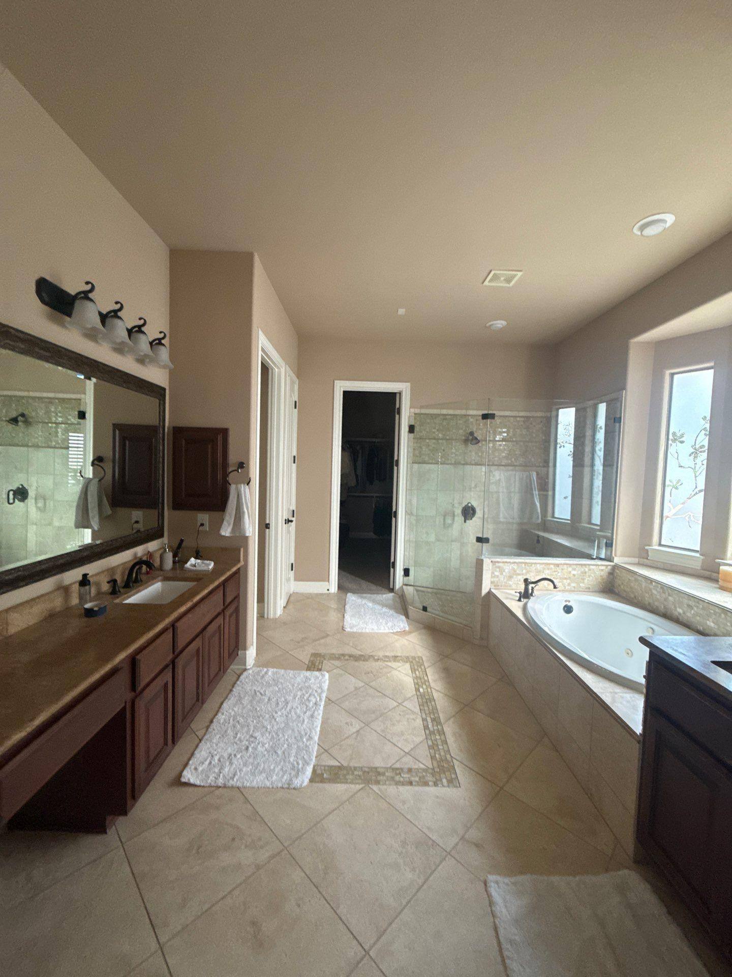 Master bathroom ahead of interior painting in Austin, TX by Hill Country Painting