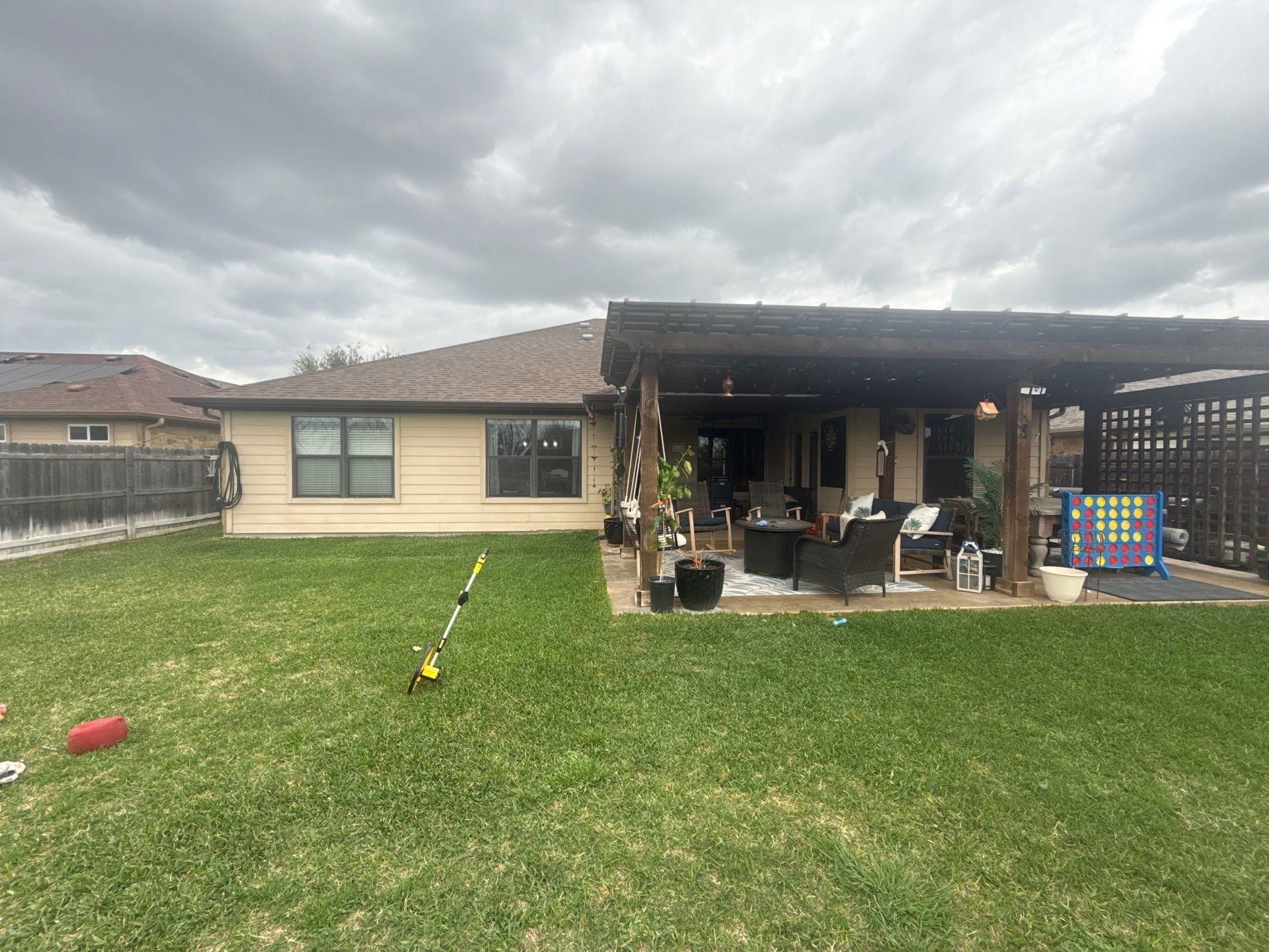 Back of the house ahead of exterior painting in Georgetown, TX by Hill Country Painting