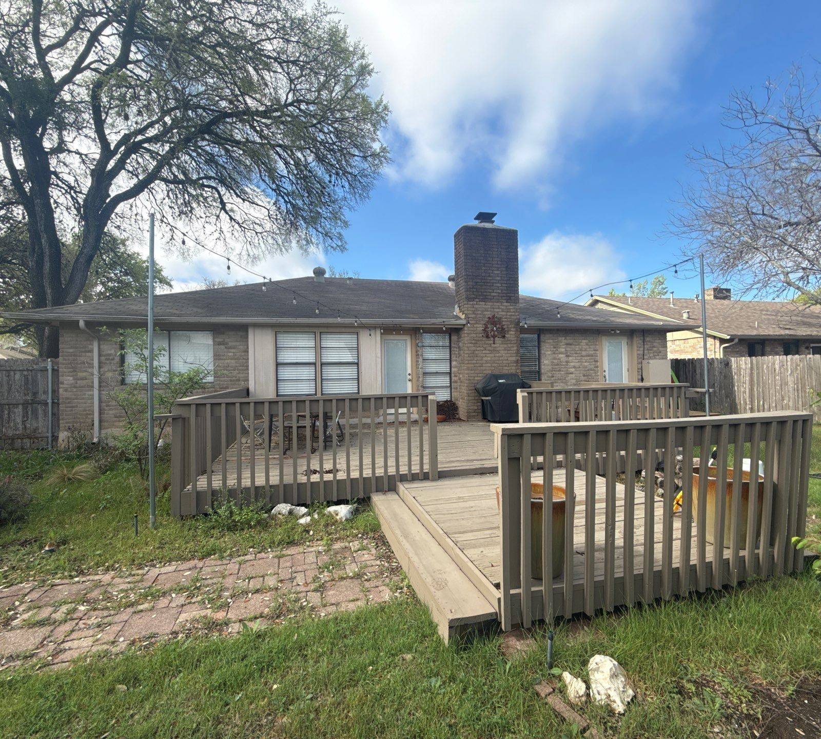 Back of the house ahead of exterior painting in Austin, TX by Hill Country Painting
