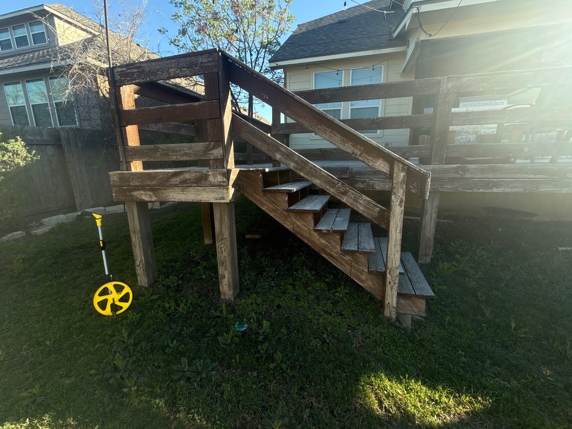 Deck structure ahead of staining in Cedar Park, TX by Hill Country Painting
