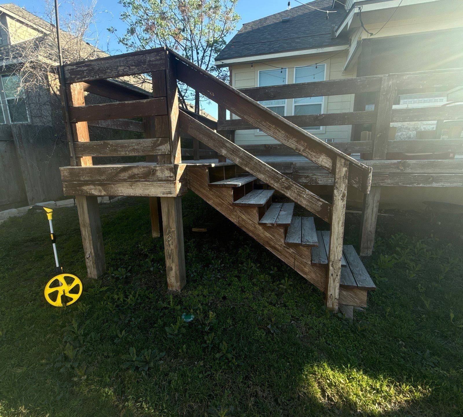 Deck structure ahead of staining in Cedar Park, TX by Hill Country Painting