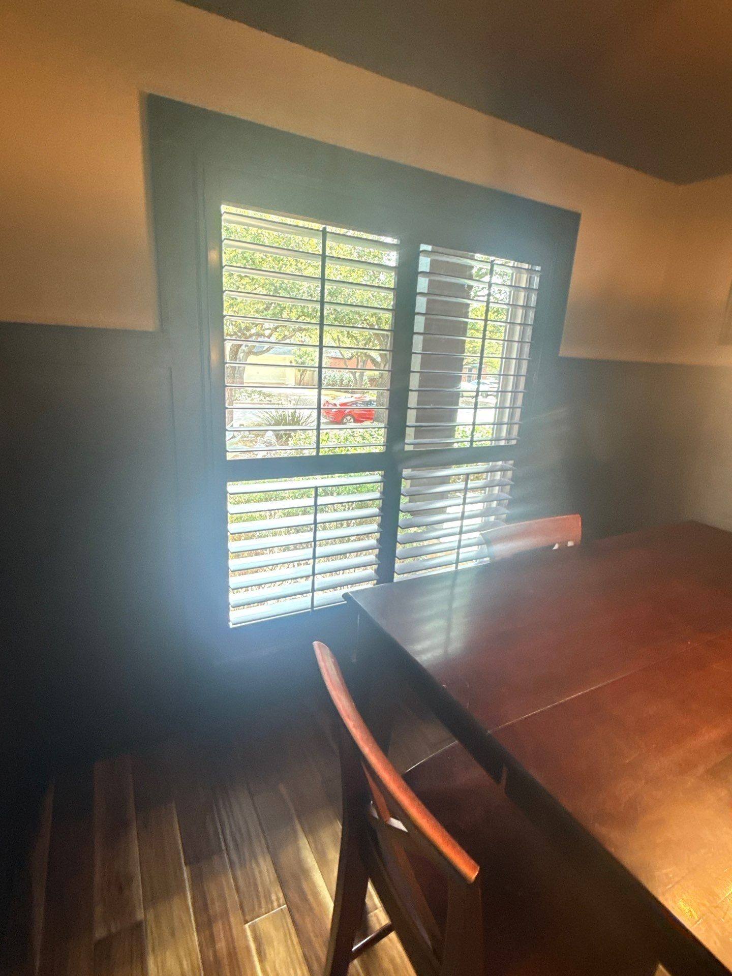 Painted room shutters ahead of interior trim painting in Austin, TX by Hill Country Painting