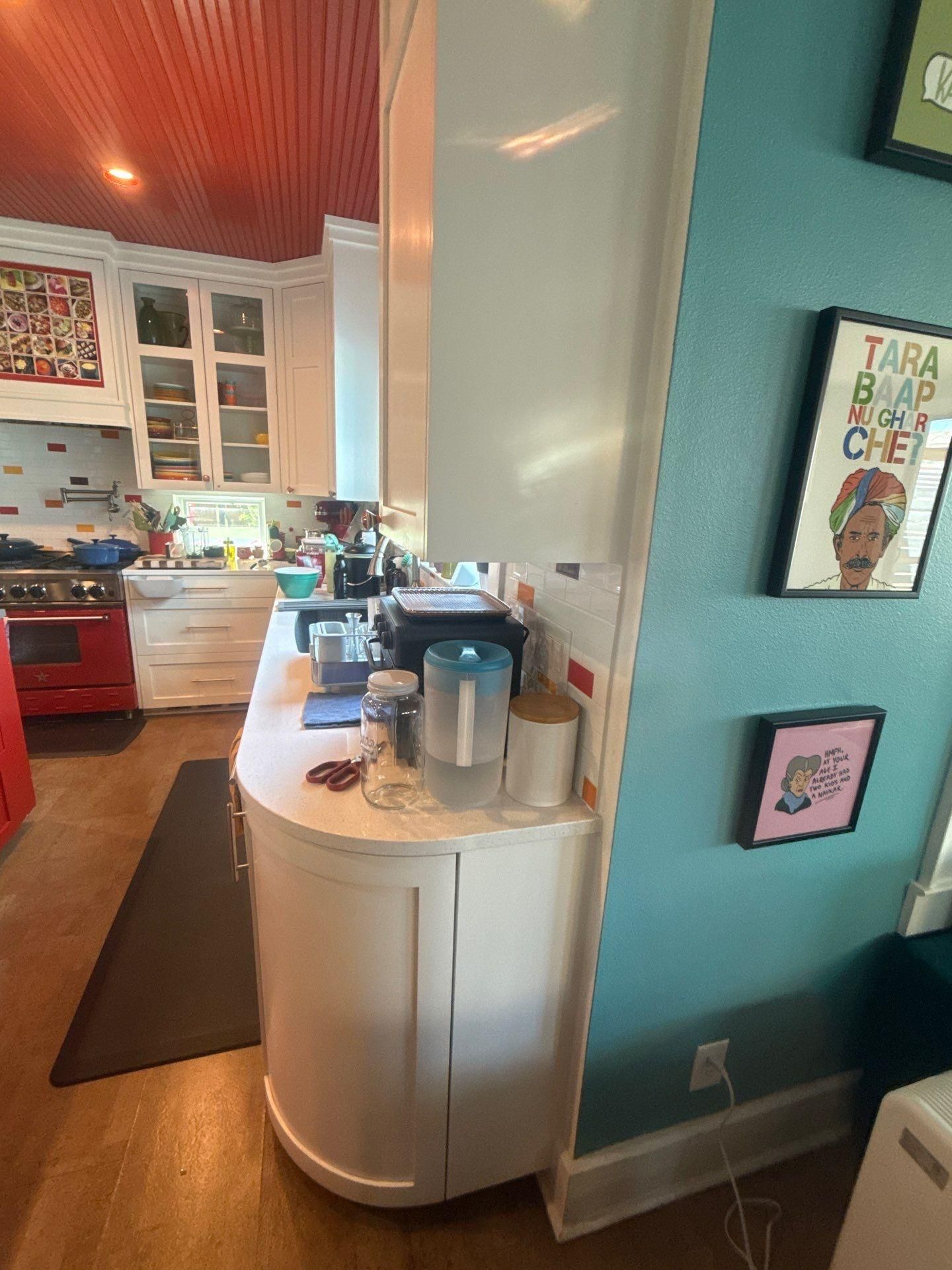 Kitchen cabinetry ahead of painting in Austin, TX by Hill Country Painting