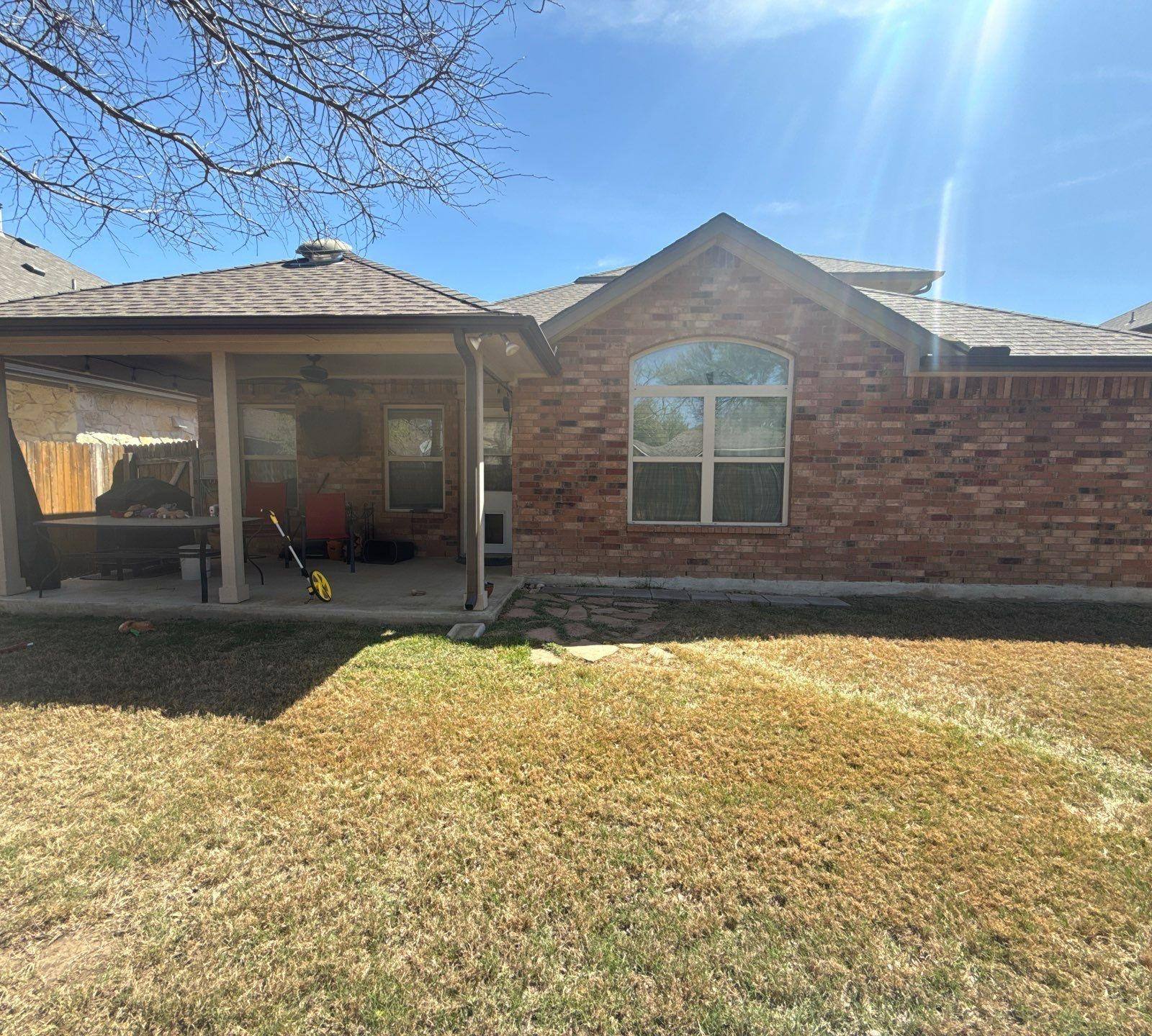 Covered patio ahead of exterior painting in Leander, TX by Hill Country Painting
