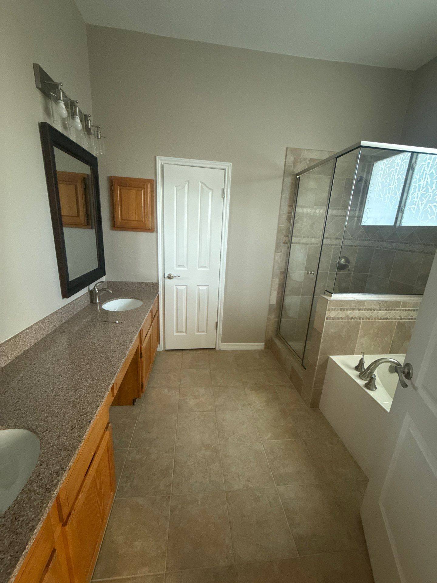 Master bathroom ahead of interior painting in Austin, TX by Hill Country Painting