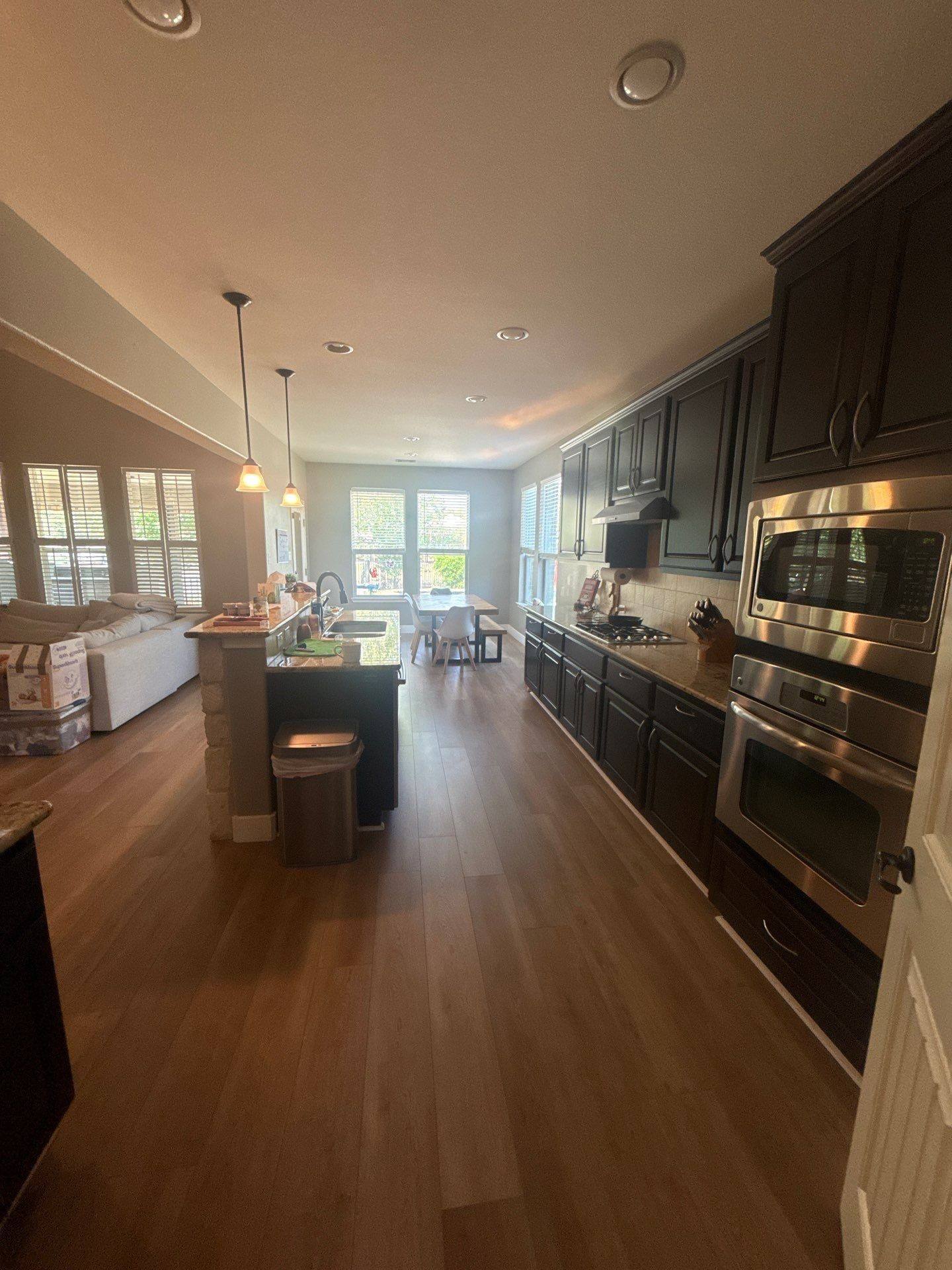 Kitchen and dining room ahead of painting in Round Rock, TX by Hill Country Painting