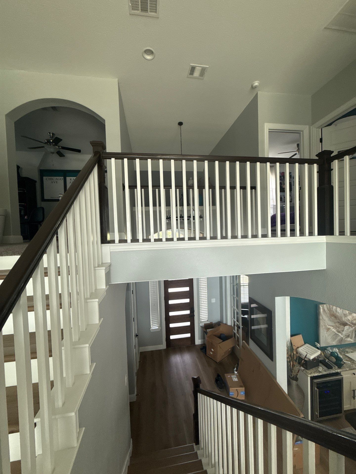 Stairwell area ahead of painting in Pflugerville, TX by Hill Country Painting