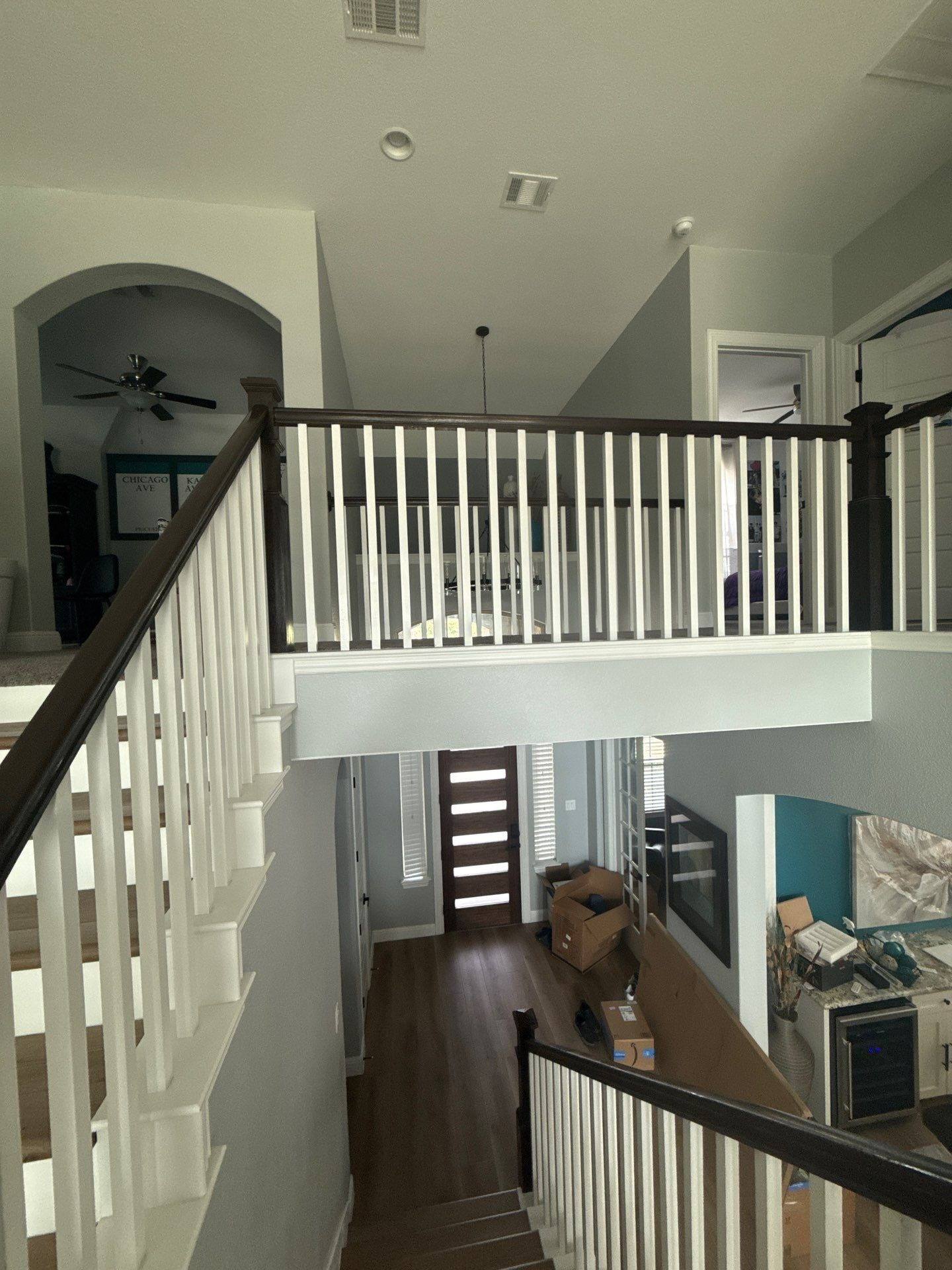 Stairwell area ahead of painting in Pflugerville, TX by Hill Country Painting