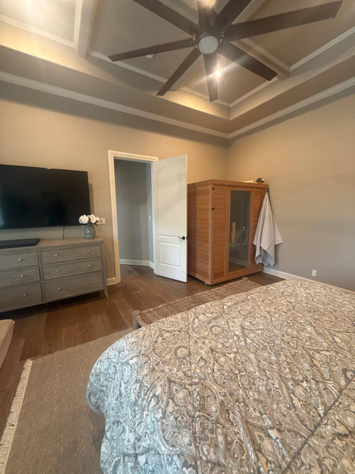 Master bedroom ahead of painting in Austin, TX by Hill Country Painting
