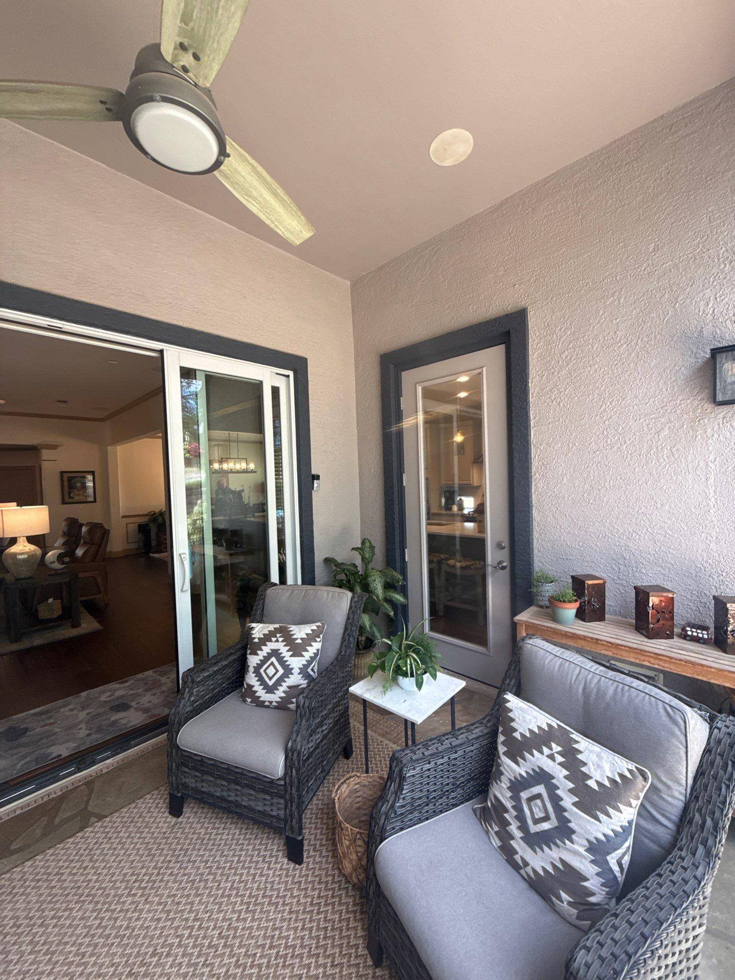 Back patio door ahead of exterior door painting in Georgetown, TX by Hill Country Painting