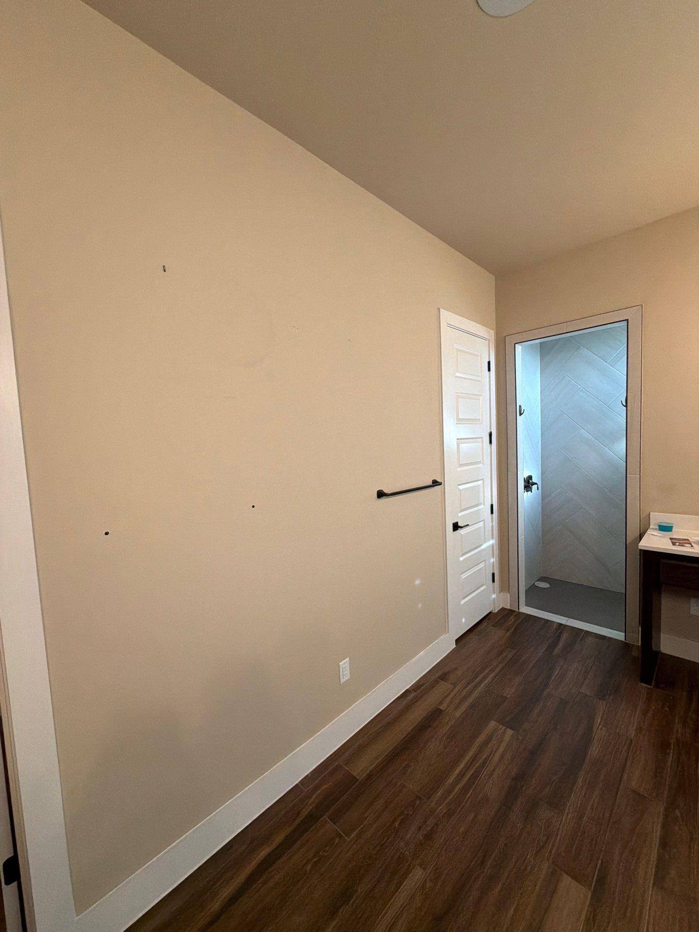 Master bathroom of a home in Liberty Hill, TX ahead of interior painting by Hill Country Painting