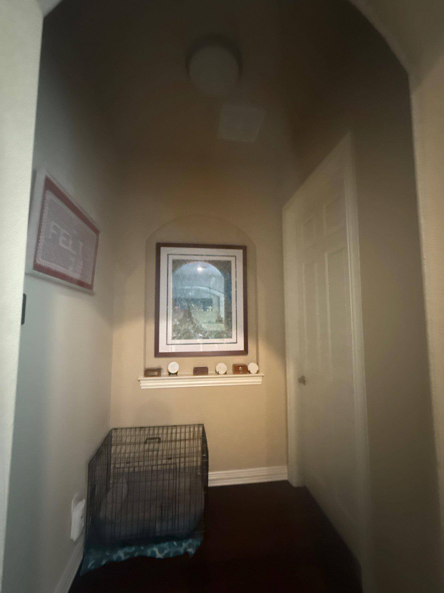 Hallway of a home on Straw Flower Dr in Austin, TX prepared for painting by Hill Country Painting
