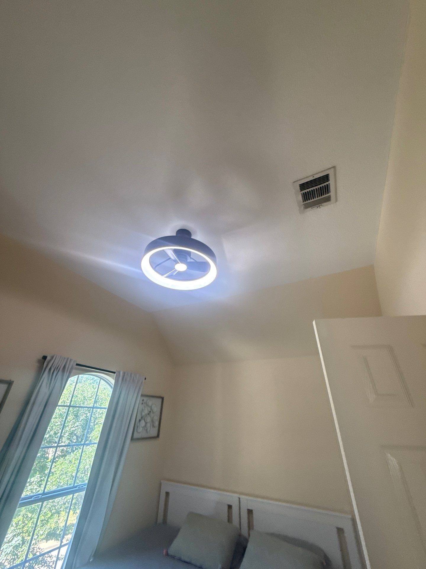 Upstairs bedroom ceiling detail in a home on Spicewood Pkwy in Austin, TX prepared for an interior painting estimate by Hill Country Painting