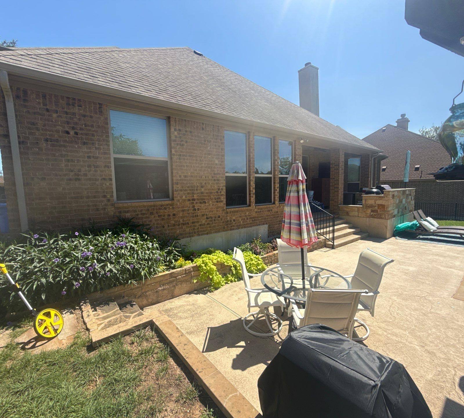 Back patio exterior at a home on Flycatcher Ct in Austin, TX prepared for an exterior painting estimate by Hill Country Painting