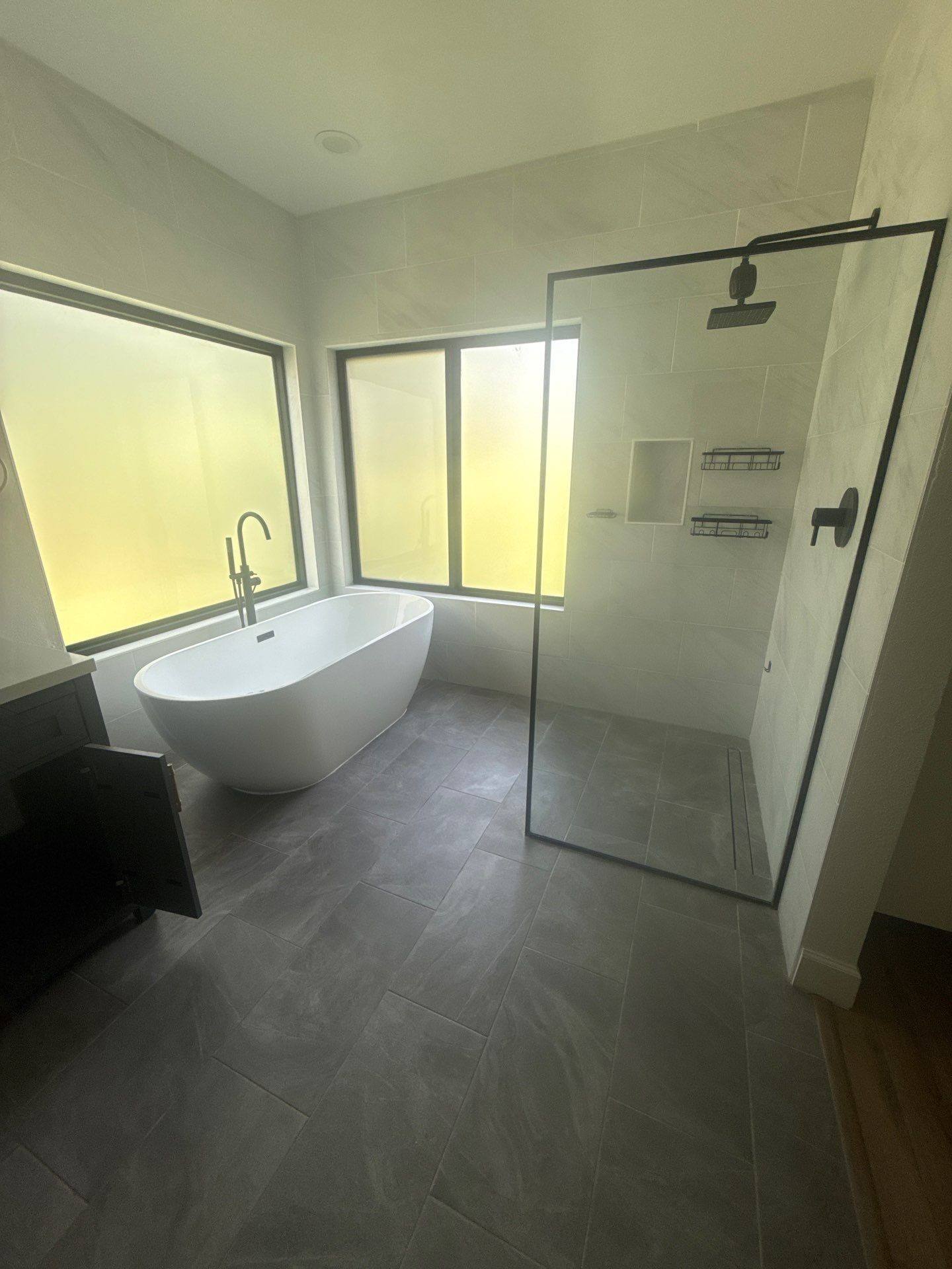 Master bathroom of a home on Poynette Pl in Austin, TX ahead of interior painting by Hill Country Painting