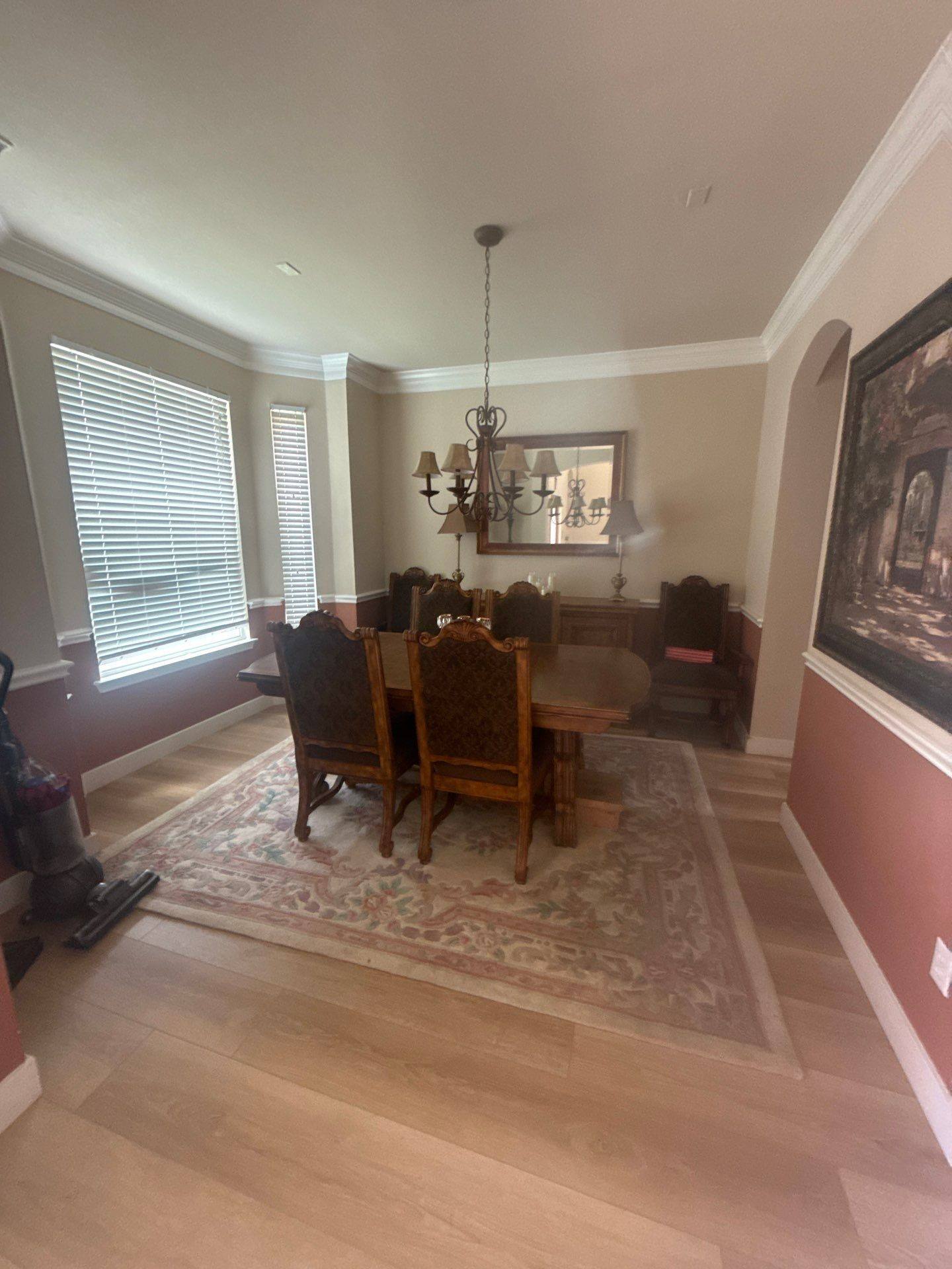 Dining room at a property on Morgan Creek Dr in Austin, TX ahead of interior painting by Hill Country Painting