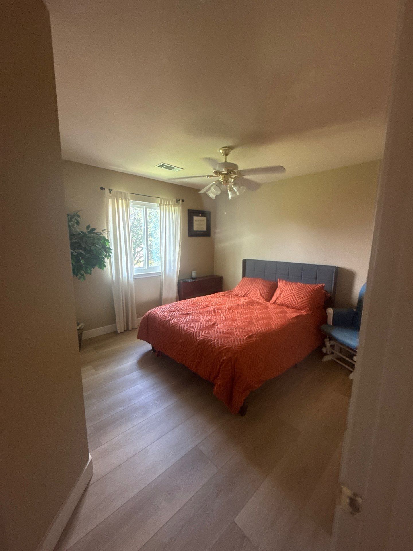 Bedroom at a property on Morgan Creek Dr in Austin, TX ahead of interior painting by Hill Country Painting