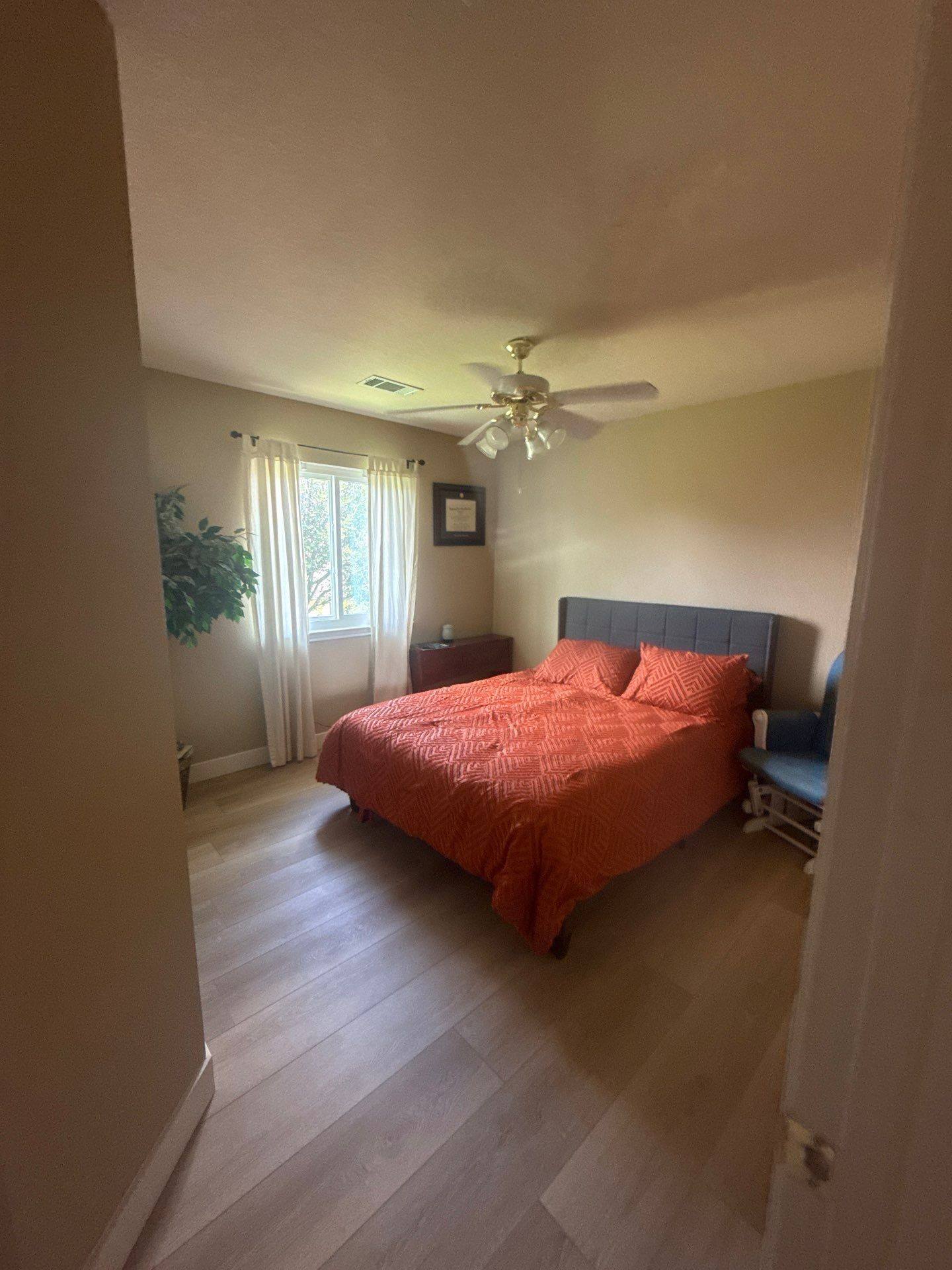 Bedroom at a property on Morgan Creek Dr in Austin, TX ahead of interior painting by Hill Country Painting
