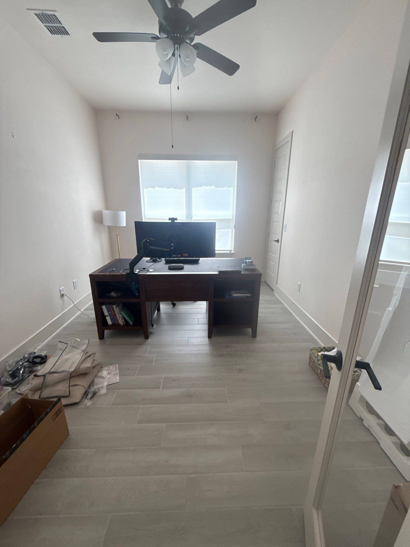 Home office at a property on Rawson Bend in Lakeway, TX ahead of interior painting by Hill Country Painting