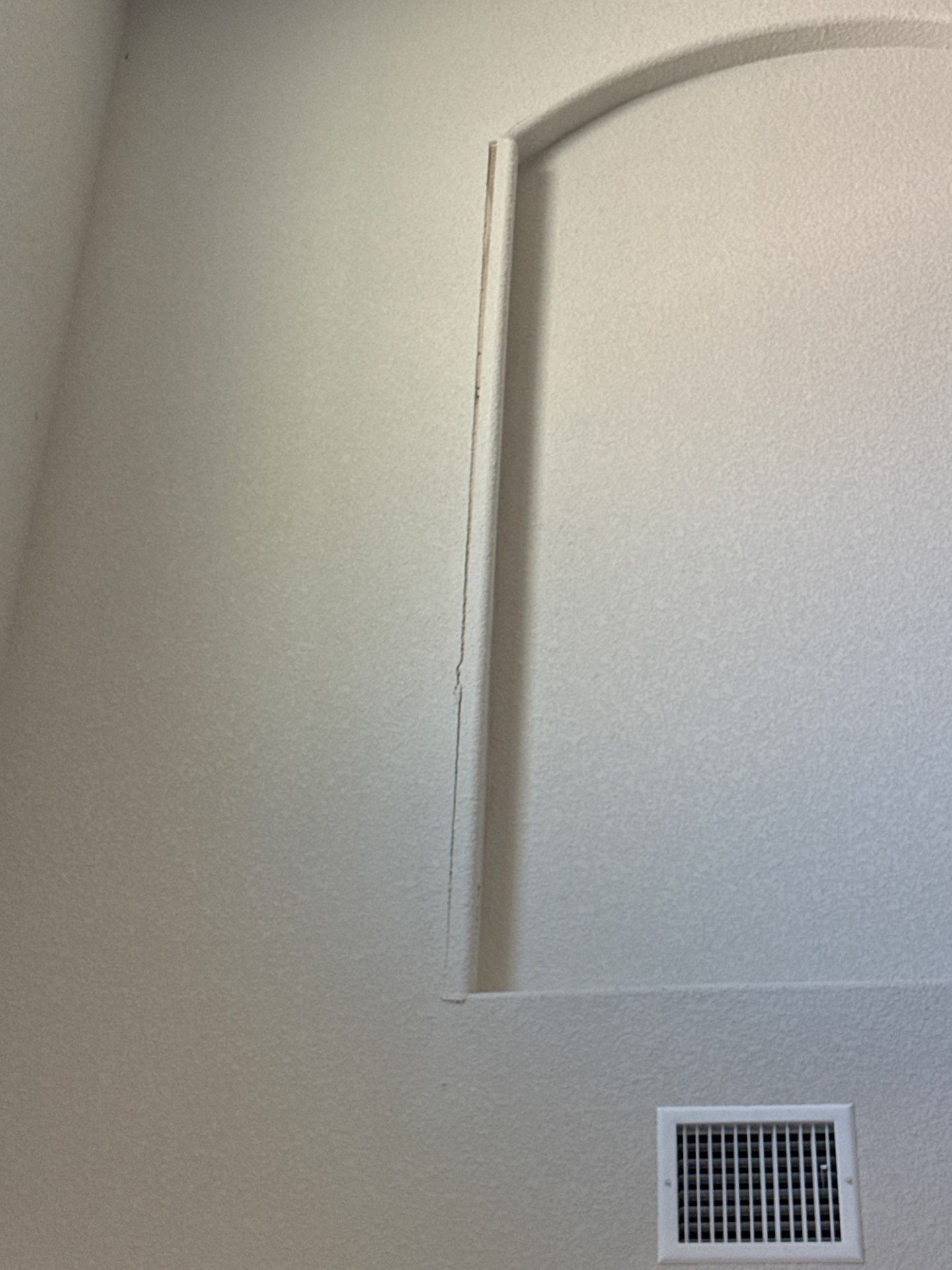 Close-up of a wall seam ahead of drywall repair