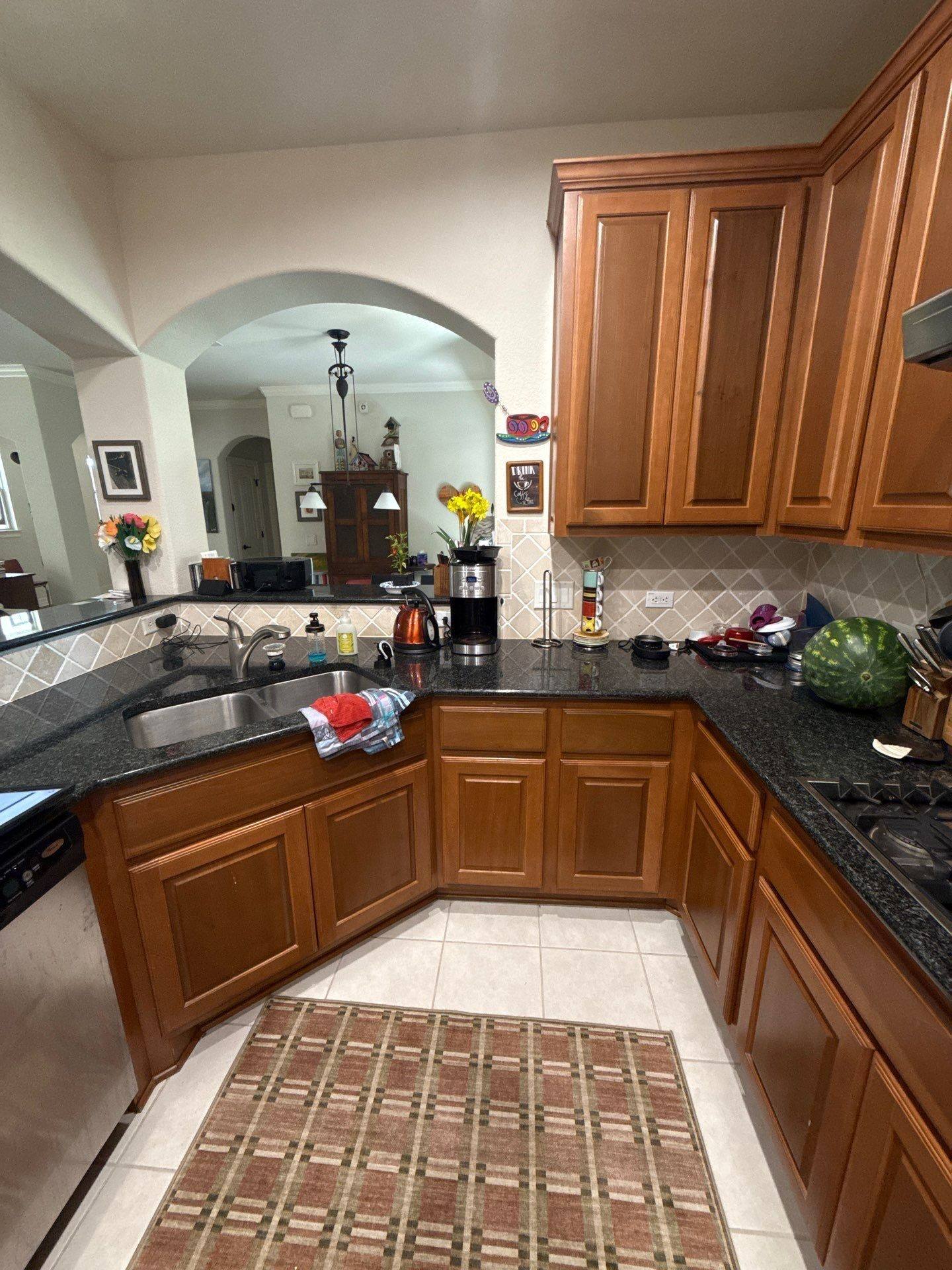 Kitchen sink and cabinets ahead of painting
