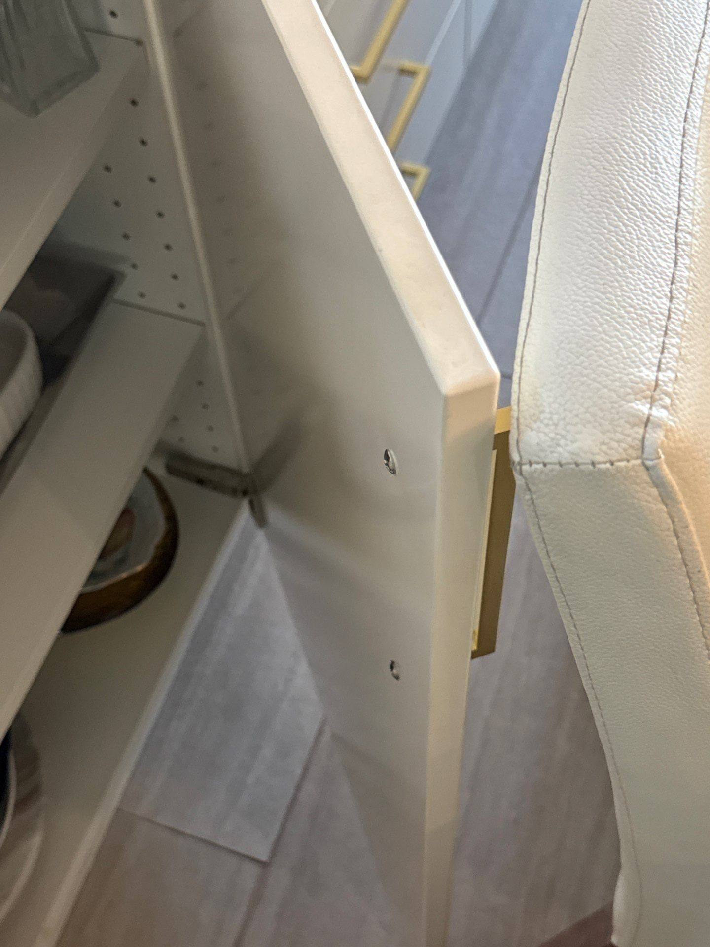 Close-up of a cabinet door ahead of painting