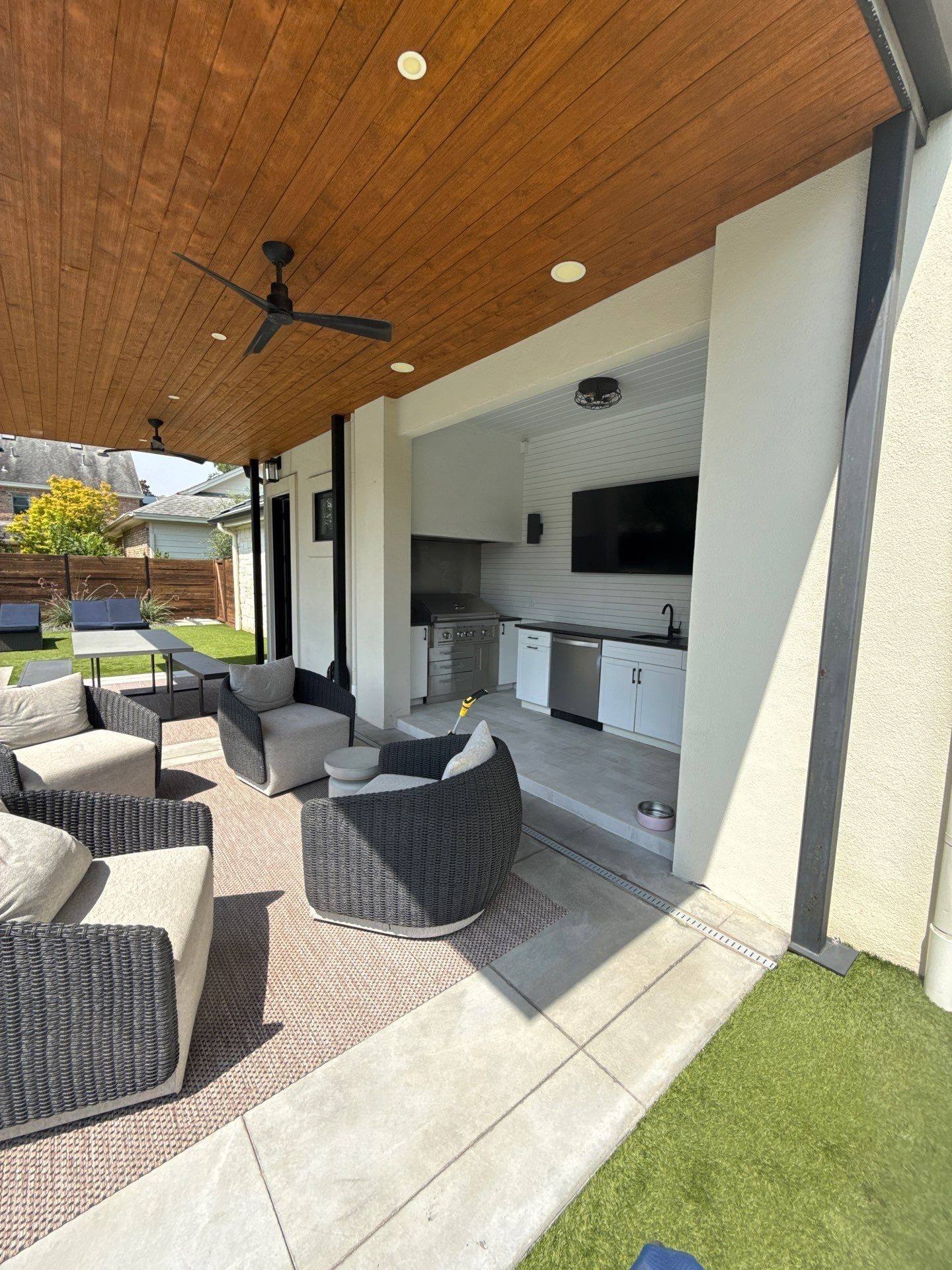 Back patio seating area ahead of painting
