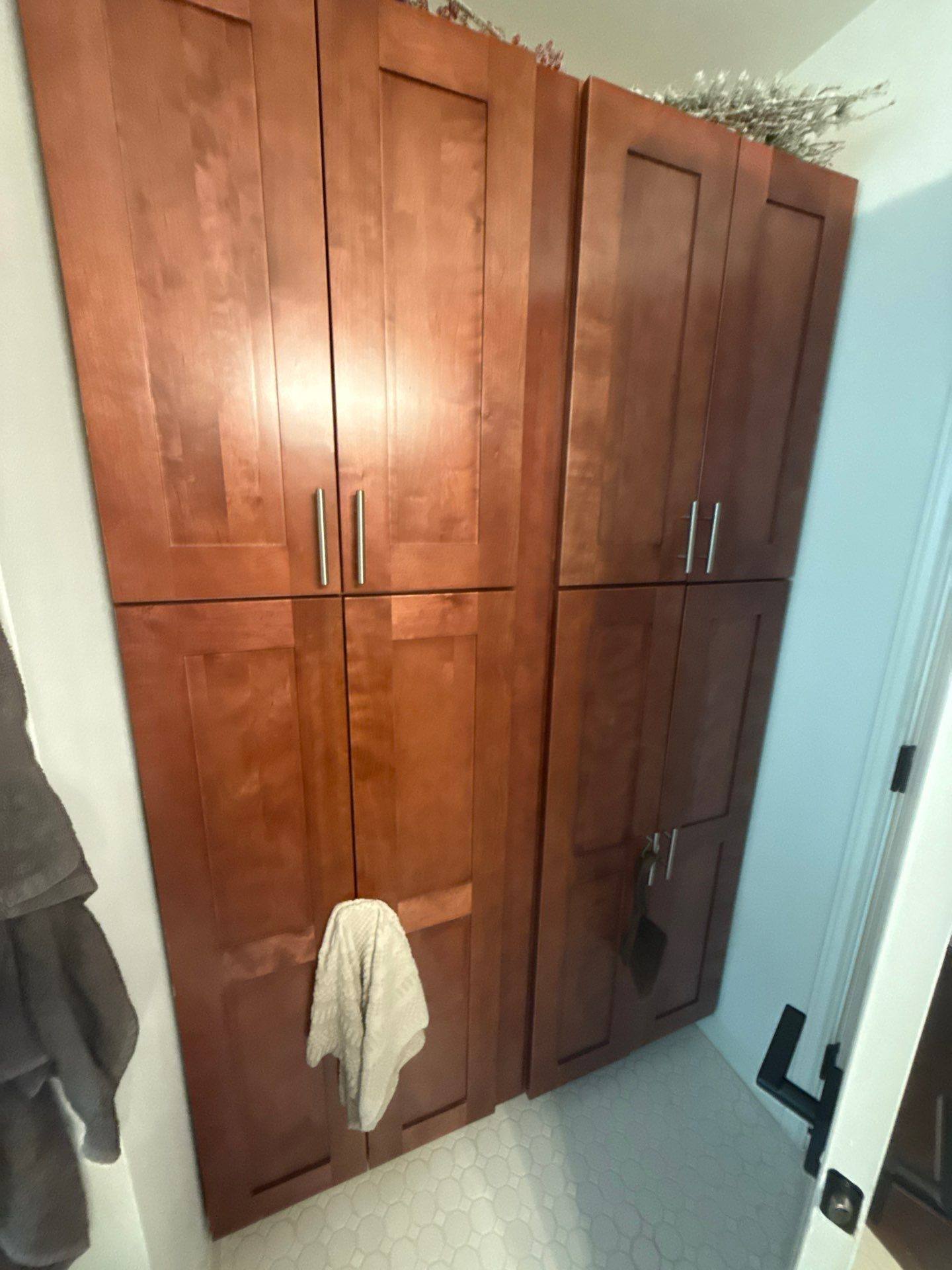 Bathroom linen cabinet ahead of refinishing