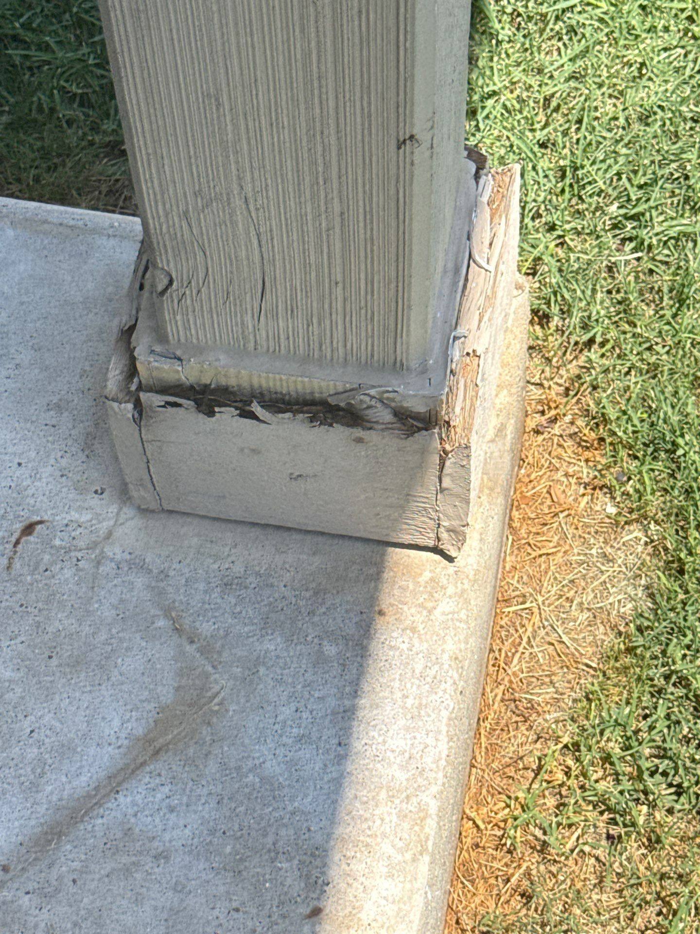 Porch column base detail ahead of painting