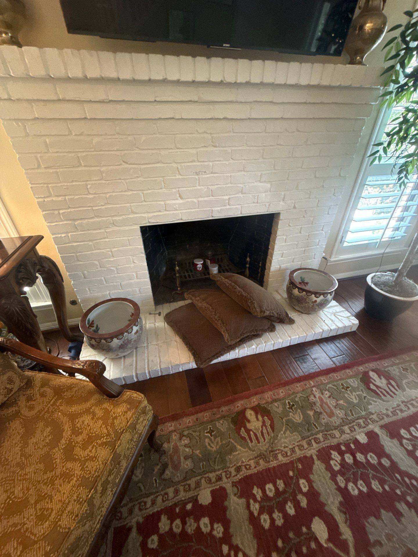 Living room fireplace ahead of interior painting