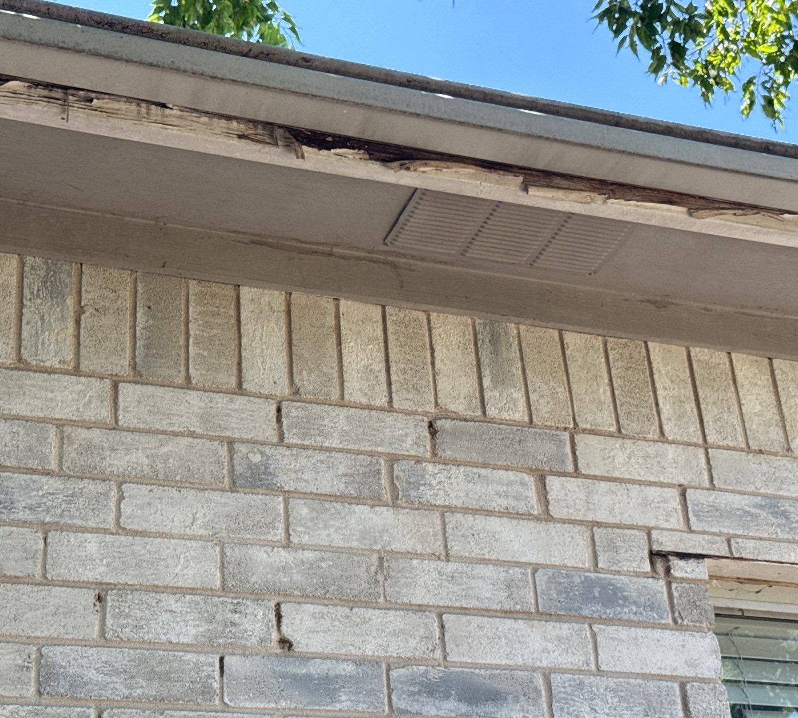 Soffit and fascia showing rotted wood ahead of exterior painting
